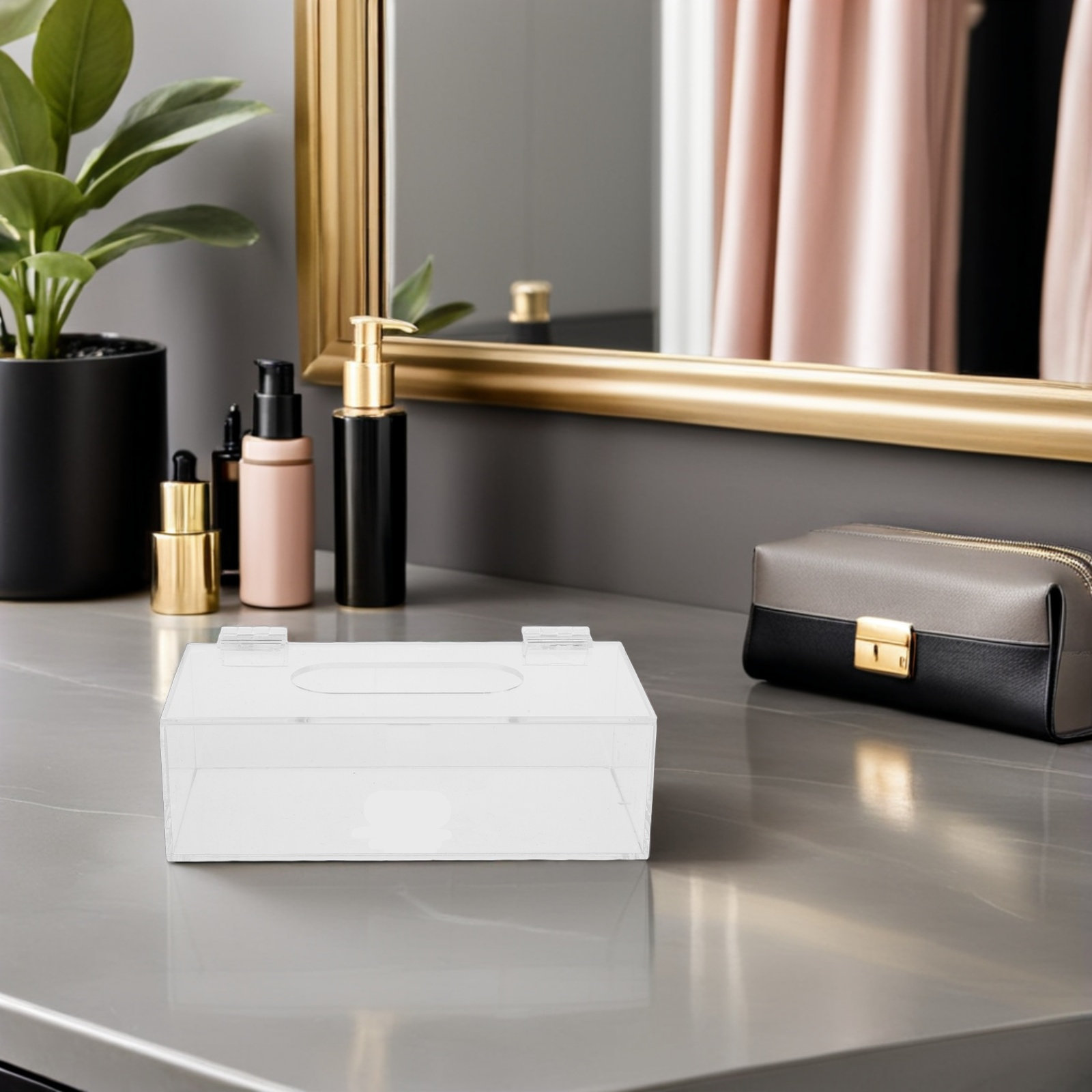 Face Mask Storage Box - Transparante Acryl Masker Opbergdoos met Scharnierend