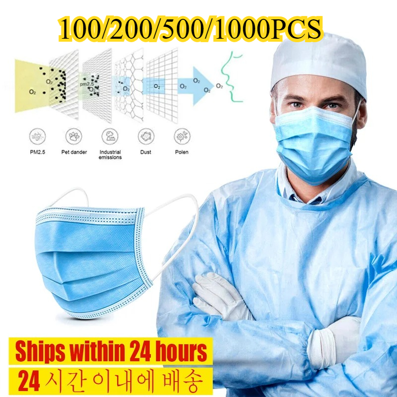 Disposable Mask Blue - 3-laags wegwerp gezichtsmasker-anti-stof niet-geweven smeltgeblazen mondmaskers